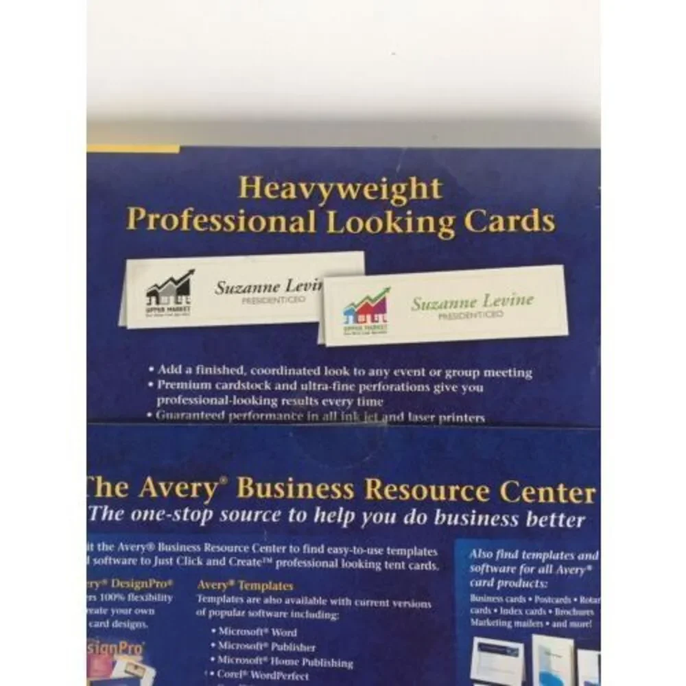 NWT Avery Templates 5305 Medium whiteTent Cards embossed 2.5 x 8 5 - 100 cards